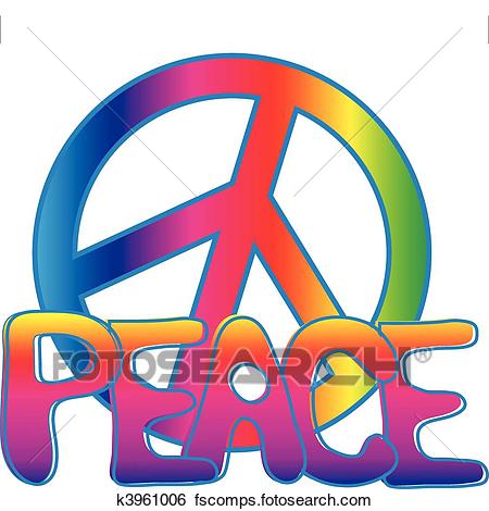 450x470 Clip Art Of Peace Sign And Peace Text K3961006