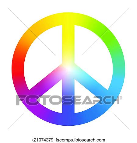 450x470 Clip Art Of Peace Symbol Rainbow Gradient K21074379