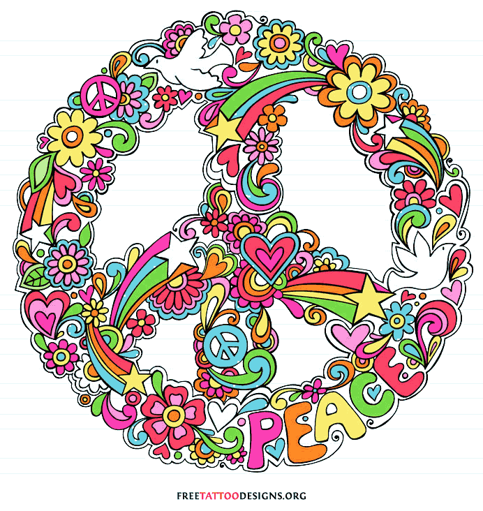 692x732 Colorful Peace Sign Tattoo Design German Hat Peace