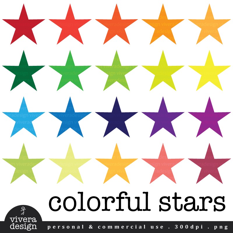 800x800 Colorful Stars Clipart Collection