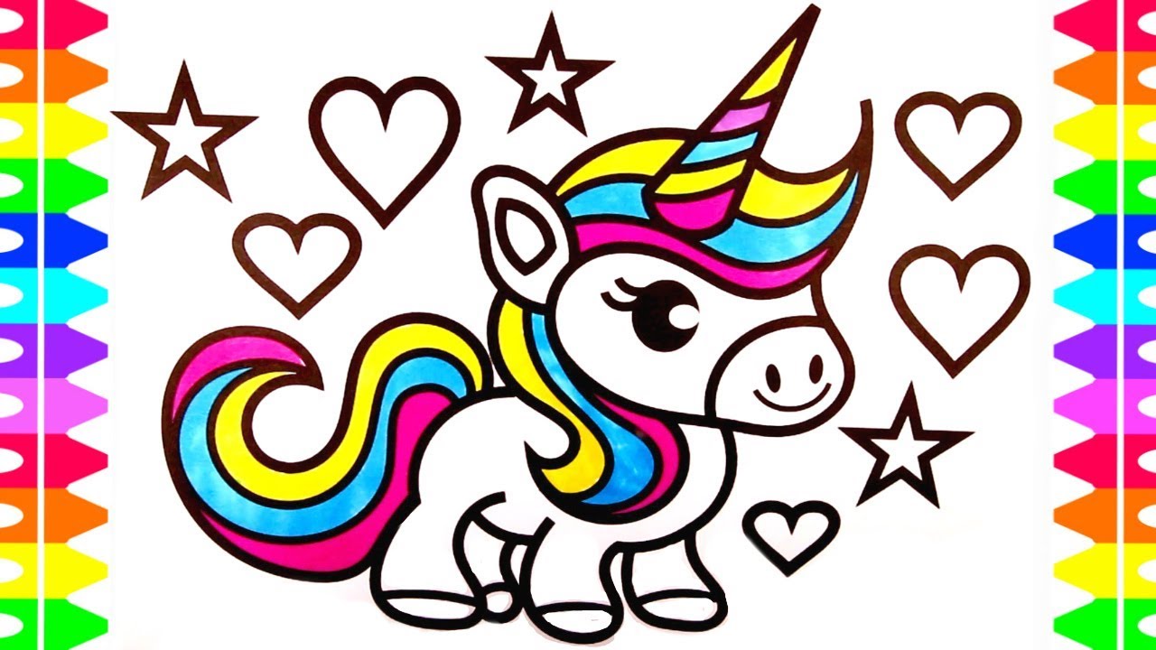 1280x720 Cute Unicorn Coloring Page For Kids Learn How To Draw A Baby