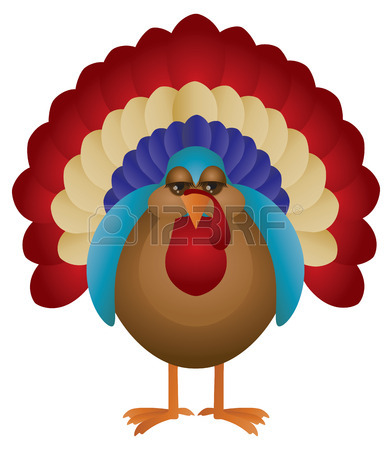 392x450 Colorful Turkey Cute Cartoon For Thanksgiving Isolated On White