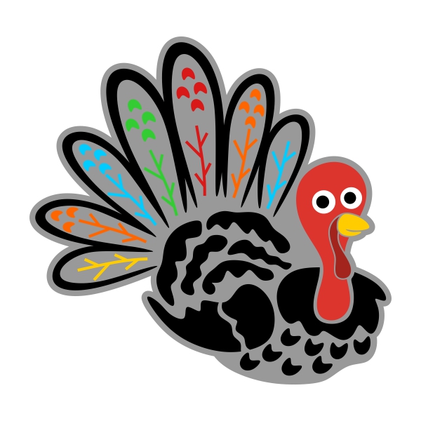 600x600 Colorful Turkey Cuttable Design