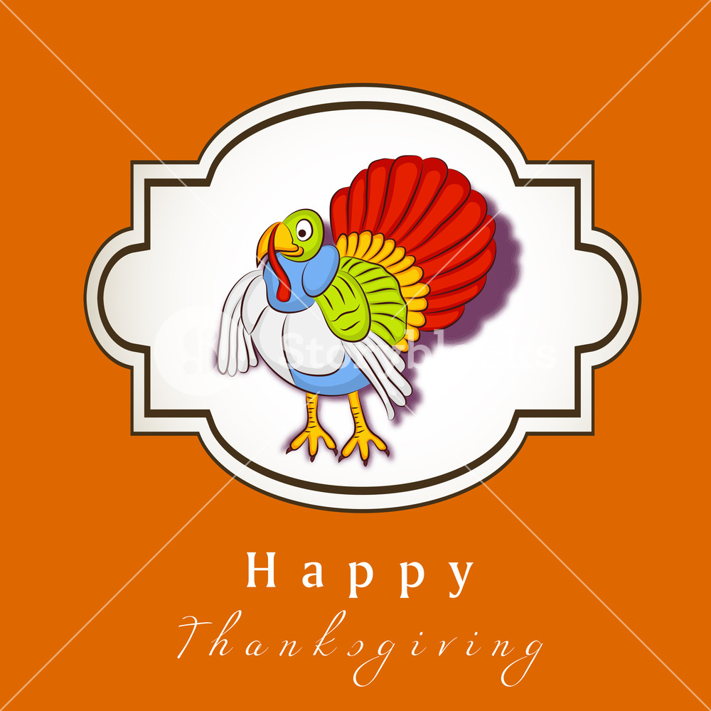 1000x1000 Happy Thanksgiving Day Concept With Colorful Turkey On Orange