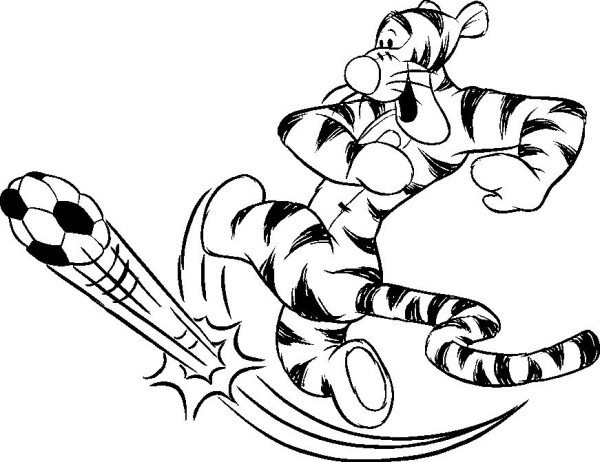 600x462 Tiger Kick Ball Soccer Coloring Pages