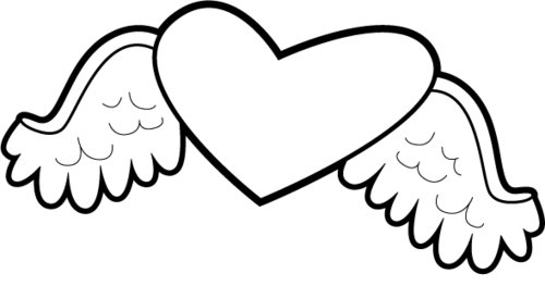 500x274 Coloring Pages Of A Heart With Wings Heart With Wings Coloring