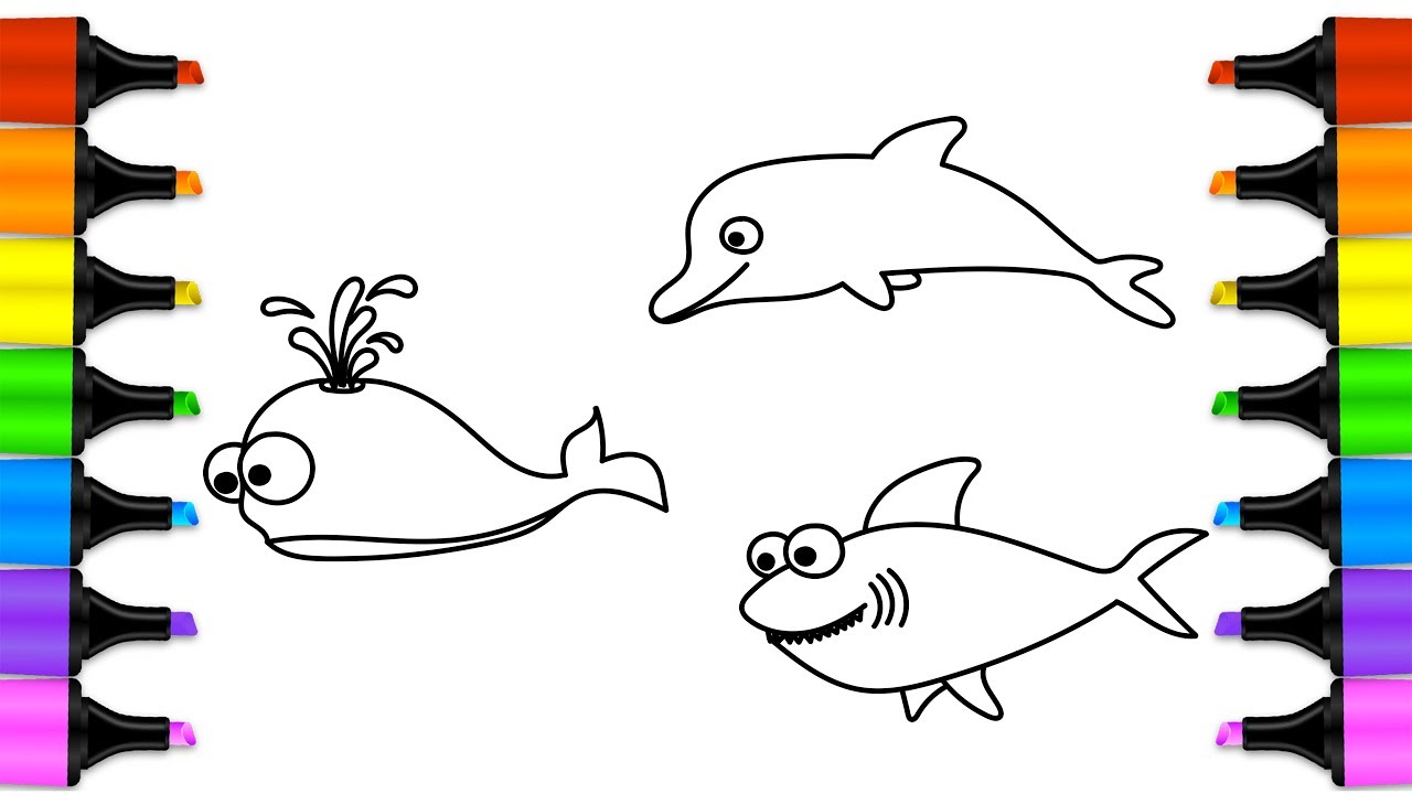 1280x720 How To Draw Sea Animals Coloring Pages For Baby! Kids Learn