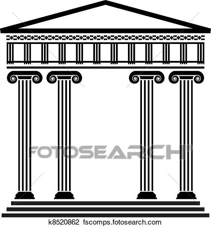 437x470 Clipart Of Vector Ancient Greek Architecture K8520862