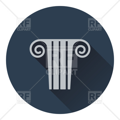 400x400 Antique Column Icon. Flat Design. Royalty Free Vector Clip Art