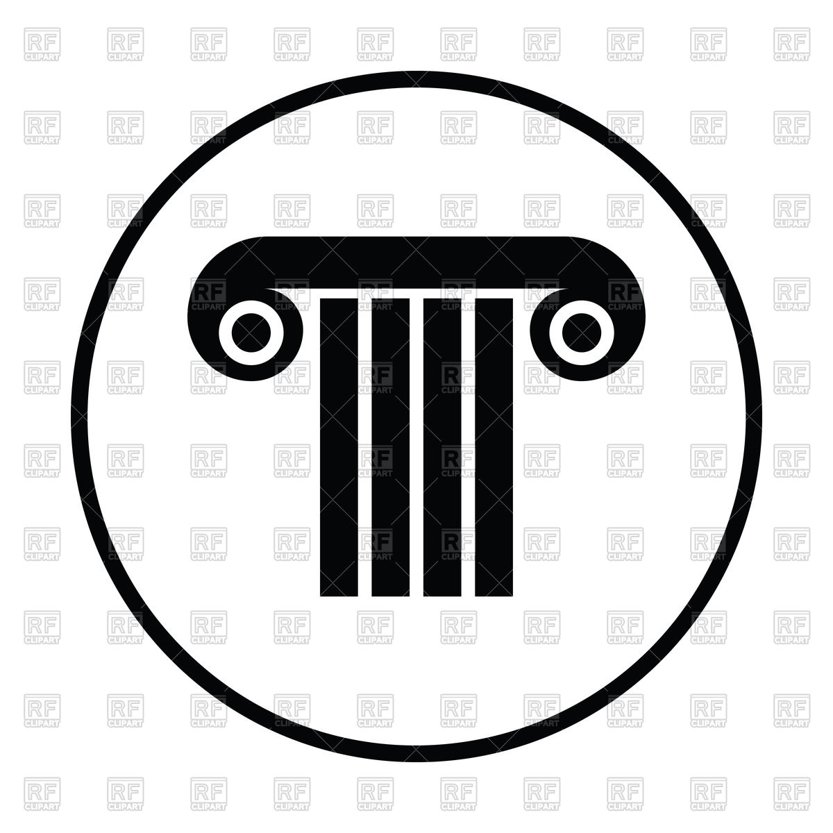 1200x1200 Thin Circle Design Of Antique Column Icon Royalty Free Vector Clip