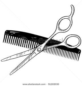287x300 Image A Pair Of Scissors And A Comb
