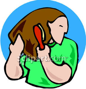 290x300 Woman Brushing Her Hair Royalty Free Clipart Picture