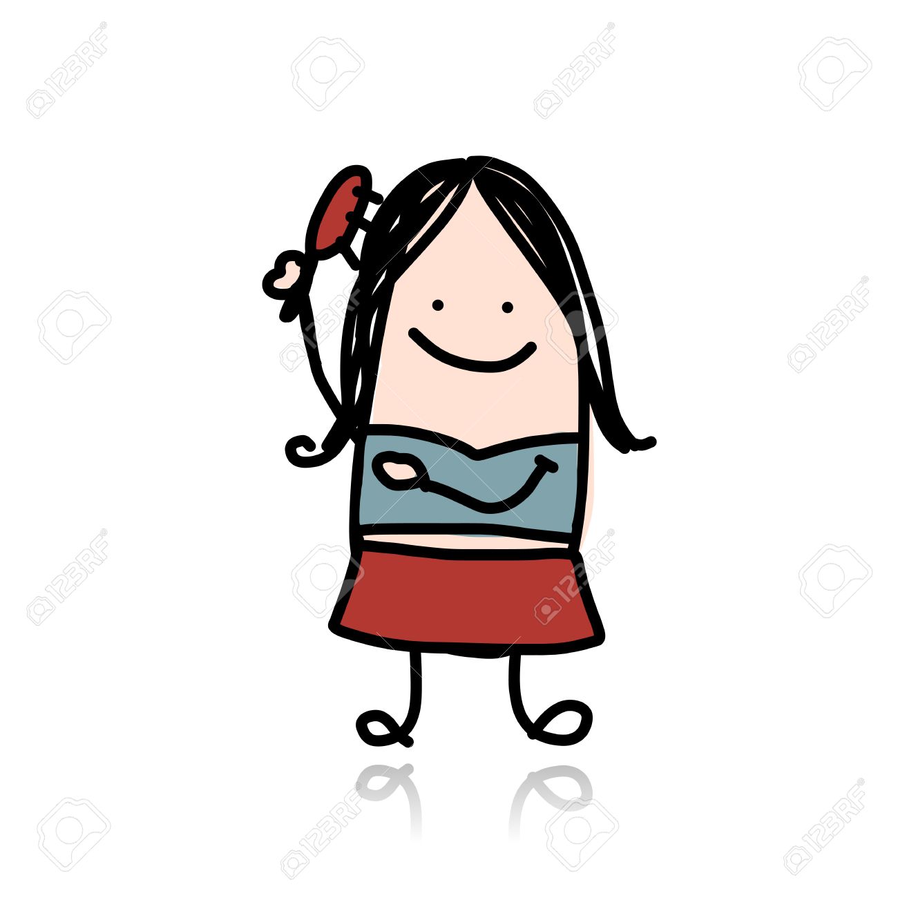 1300x1300 Woman Combing Her Hair, Cartoon For Your Design Royalty Free