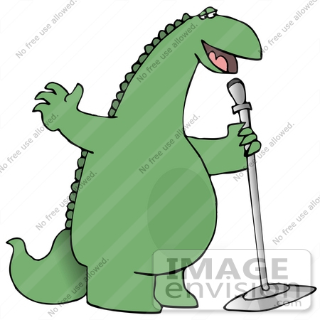 450x450 Cliprt Graphic Of Green Comedian Or Singing Dinosaur Using