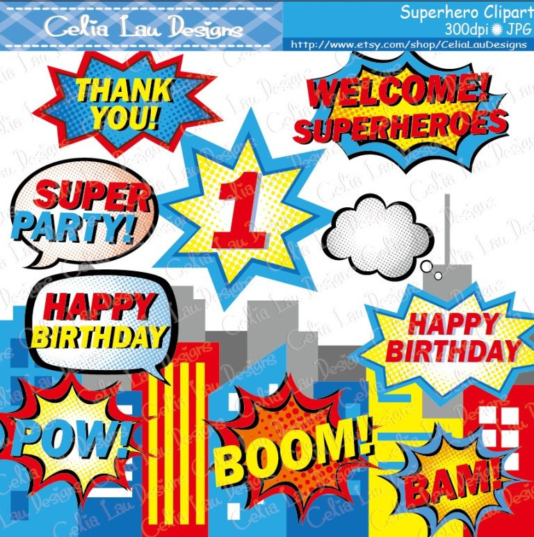 768x772 Superhero Text And Bubbles Clipart 3 Superhero Clipart