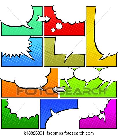 408x470 Clipart Of Color Comic Book Page Template K18826891