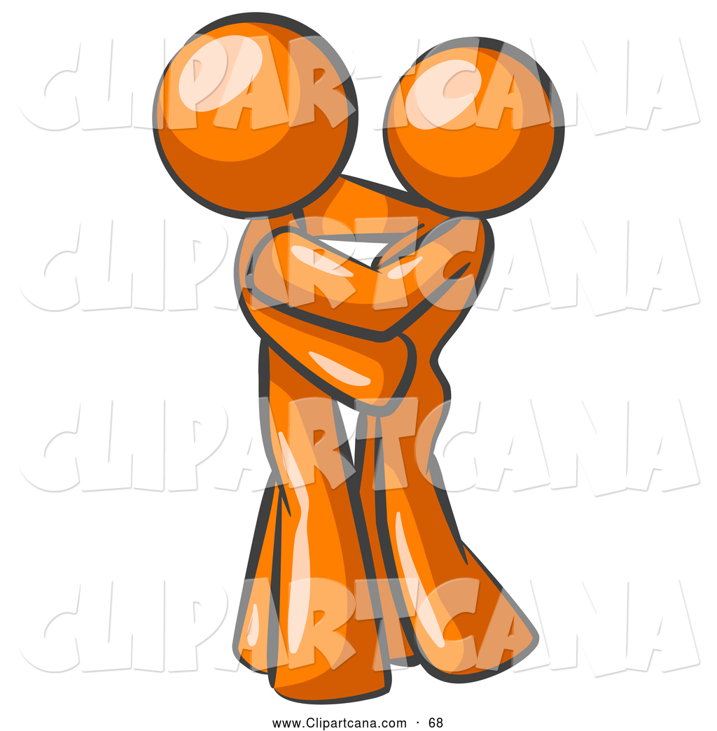 1024x1044 Vector Clip Art Of A Shiny Orange Man Gently Embracing His Lover