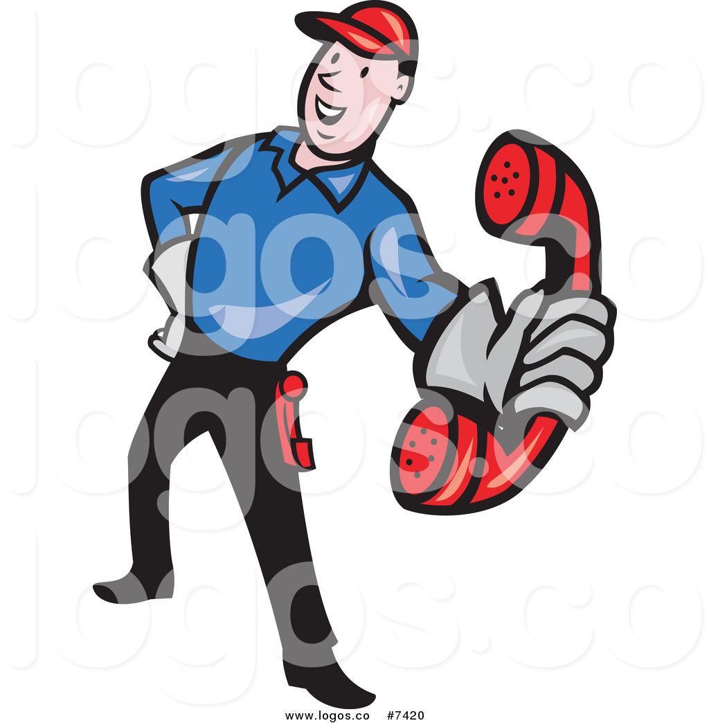 1024x1044 Royalty Free Clip Art Vector Logo Of A Telephone Repair Man