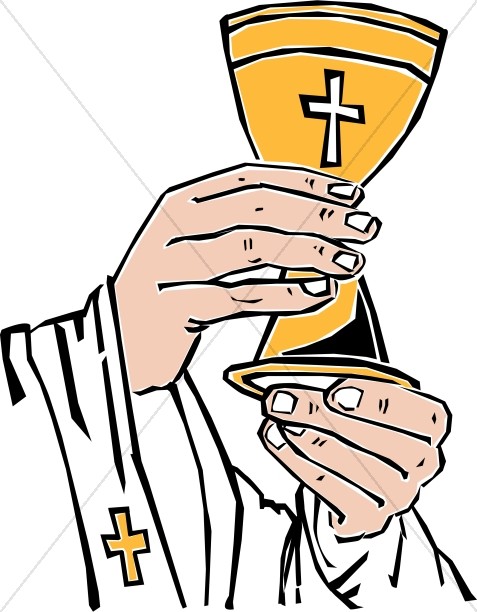 477x612 Cross Chalice Lifted By Priest Communion Clipart