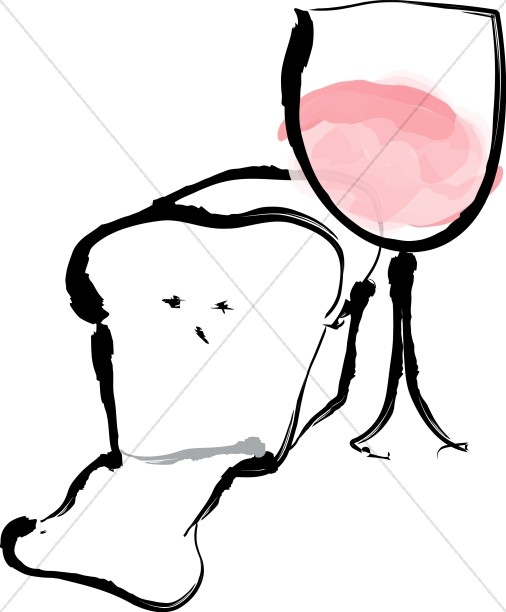 506x612 Painted Bread And Wine Communion Clipart