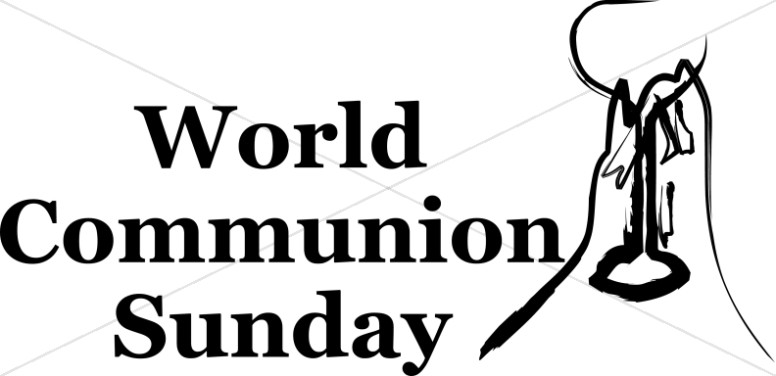 776x376 Black And White World Communion Sunday Worship Word Art