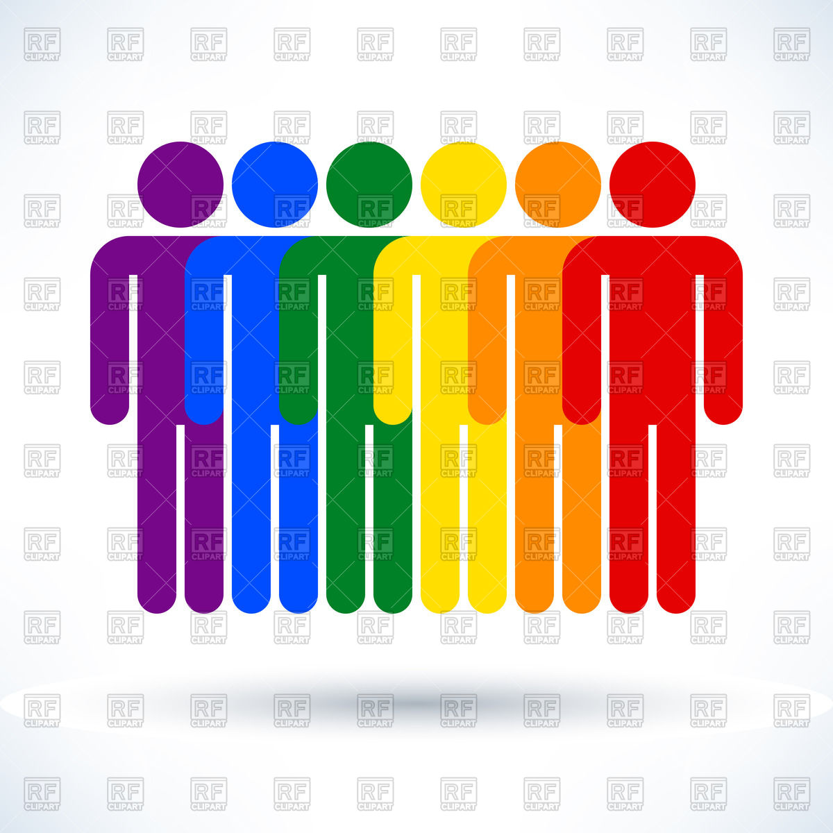 1200x1200 Symbolic Row Of People In Rainbow Colours