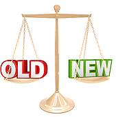 169x170 Clipart Of Old Vs New Words On Balance Scale Weighing Comparison