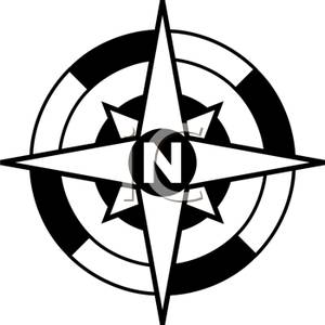 300x300 Black And White Compass Clip Art Image