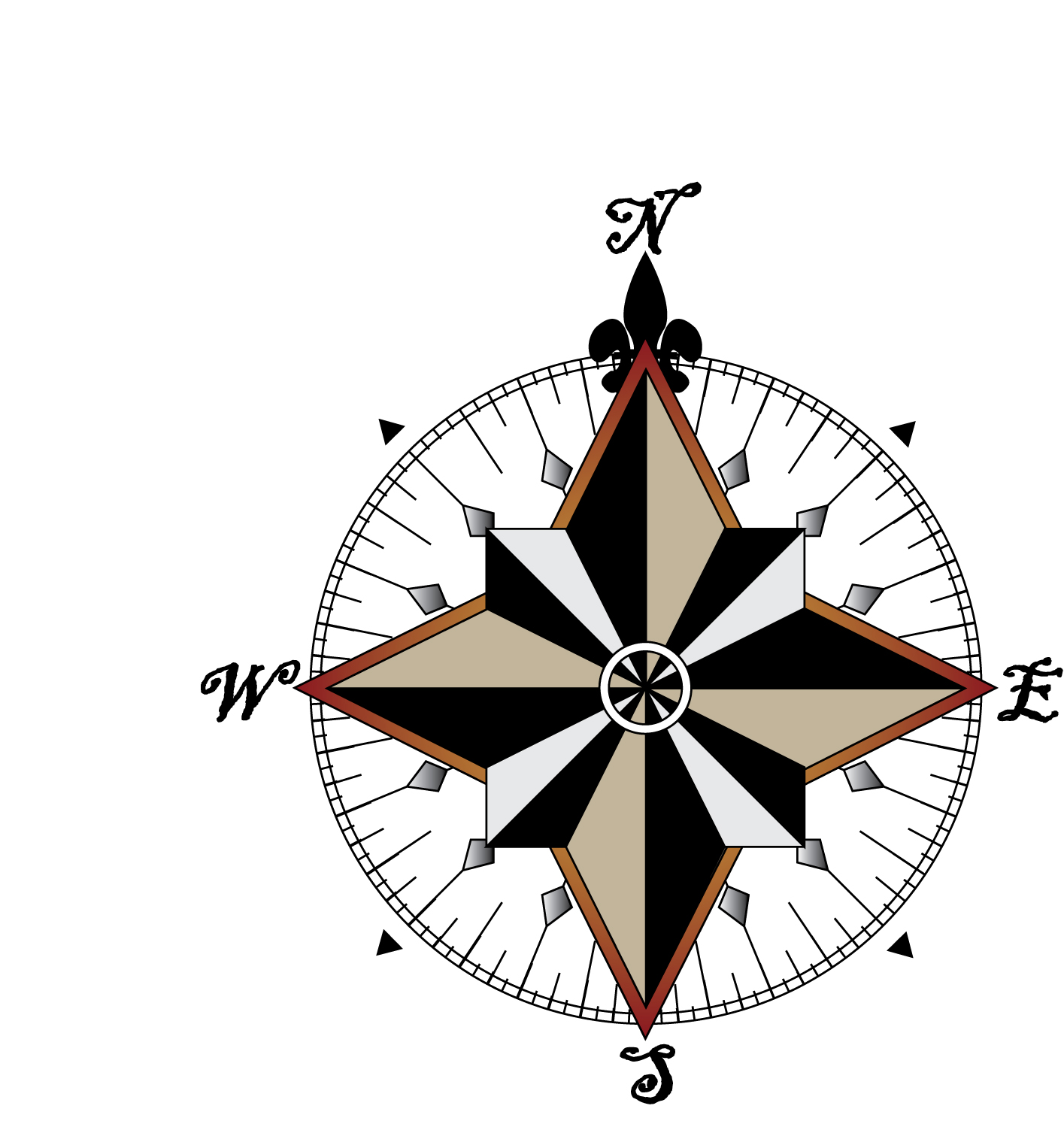 1415x1507 Vintage Compass Rose Clip Art