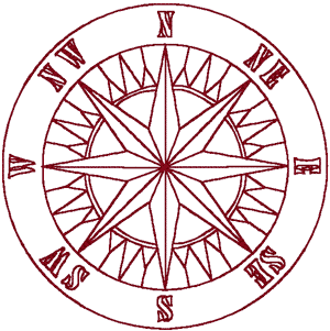 300x301 Compass Rose Embroidery Design