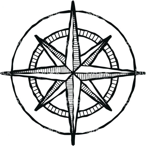 618x621 Of A Black And White Compass Rose Royalty Free Vector Illustration