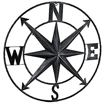 350x350 Metal Compass Rose Distressed Finish Wall Hanging