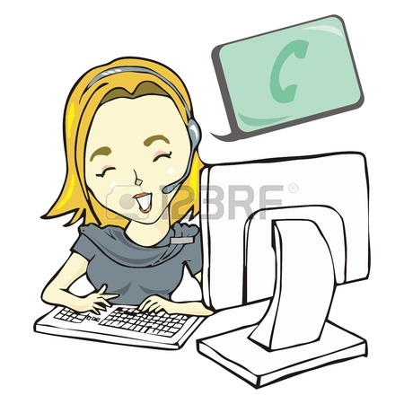 450x450 Lady Call Center With Computer Network Cartoon Vector Royalty Free