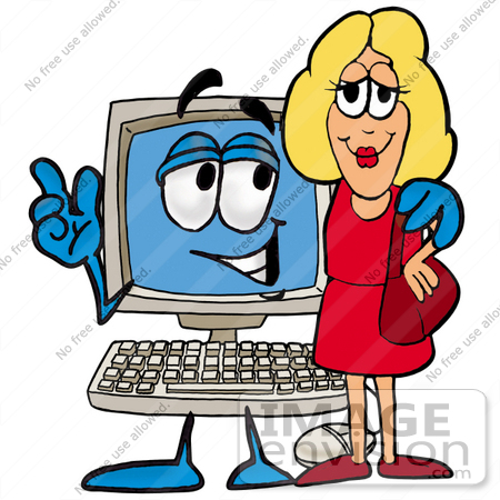 450x450 Clip Art Graphic Of A Desktop Computer Cartoon Character Talking