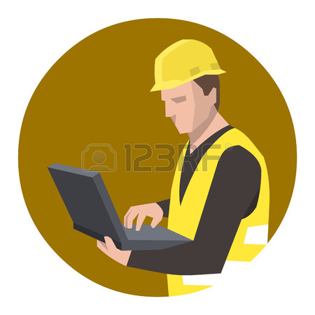 450x450 Construction Worker Engineer Using Laptop Computer Royalty Free