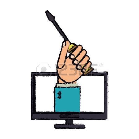 450x450 Drawing Computer Hand Holds Screwdriver Under Construction Sign