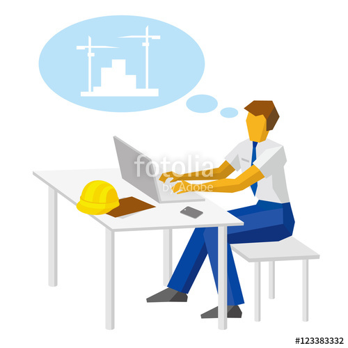 500x500 Engineer Builder Work With Laptop And Thinking About Construction