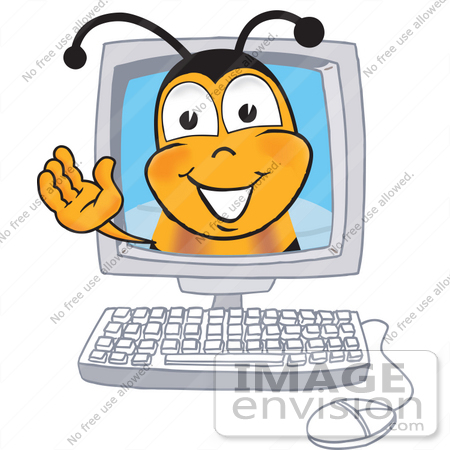 450x450 Clip Art Graphic Of A Honey Bee Cartoon Character Waving