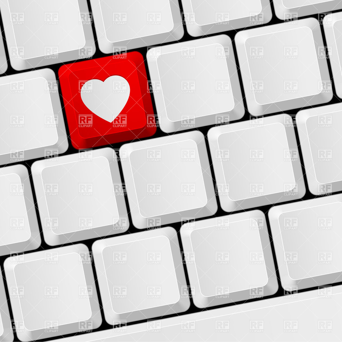 1200x1200 Computer Keyboard With Red Heart Button