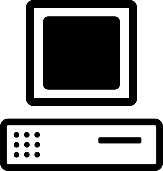 570x597 B W Cartoon Computer Base Monitor Clip Art