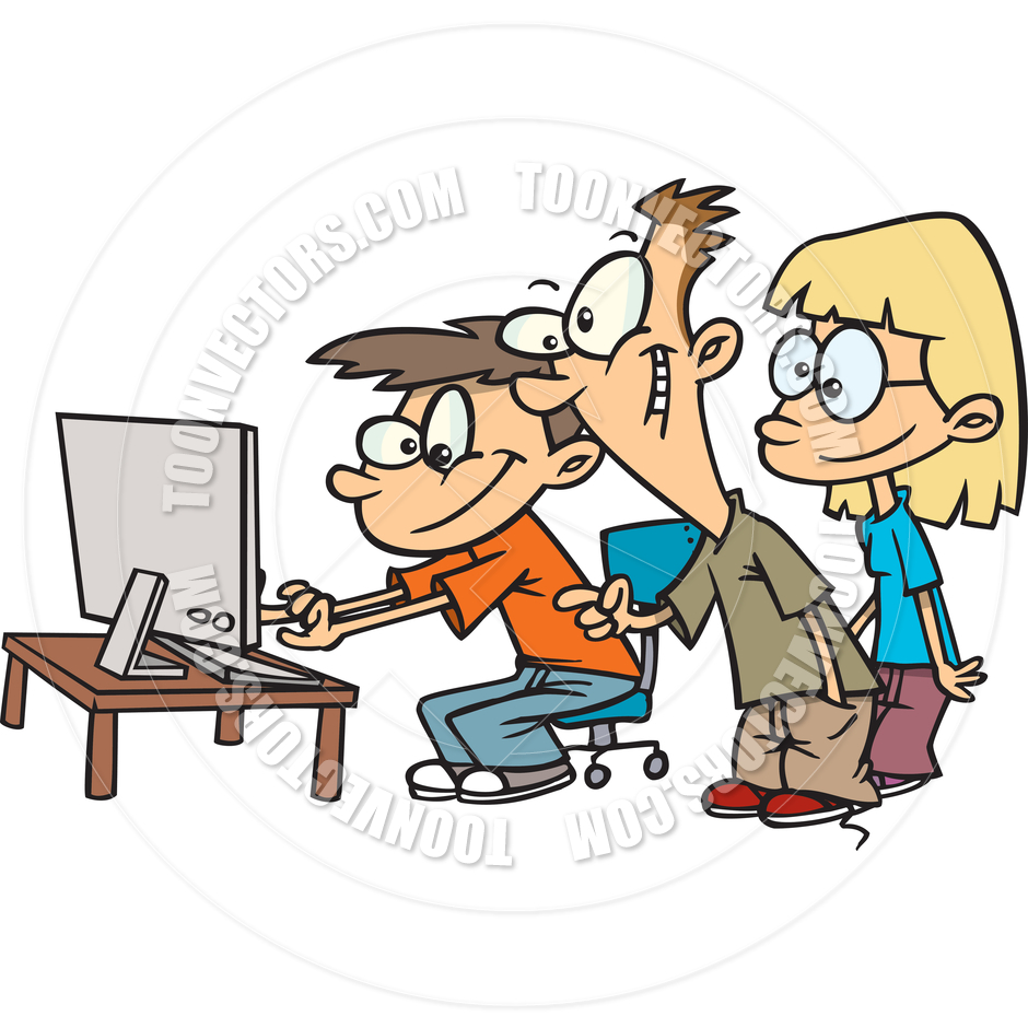 940x940 Cartoon Computer Kids By Ron Leishman Toon Vectors Eps