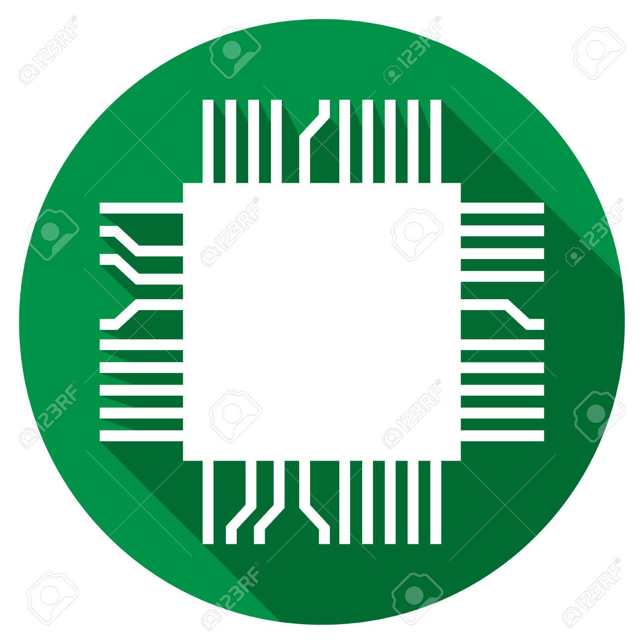 1300x1300 Computer Microchip Flat Icon (Electronic Component Symbol) Royalty