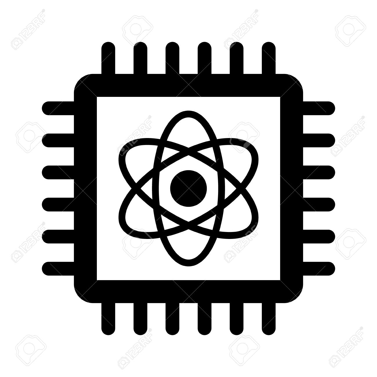 1300x1300 Quantum Computer Chip Flat Icon For Apps And Websites Royalty Free