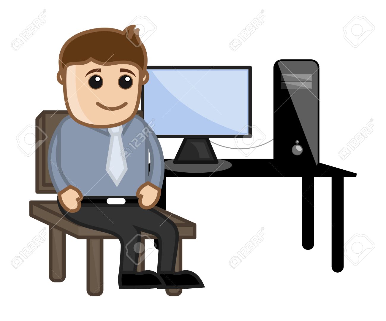 1300x1082 Computer Teacher Sitting On Computer Desk Royalty Free Cliparts