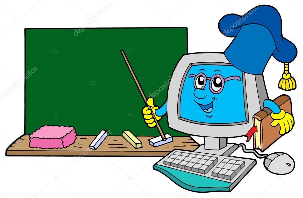 1024x670 Computer Teacher With Blackboard Stock Vector Clairev