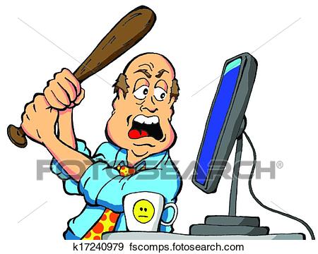 450x360 Clip Art Of Angry Computer User K17240979
