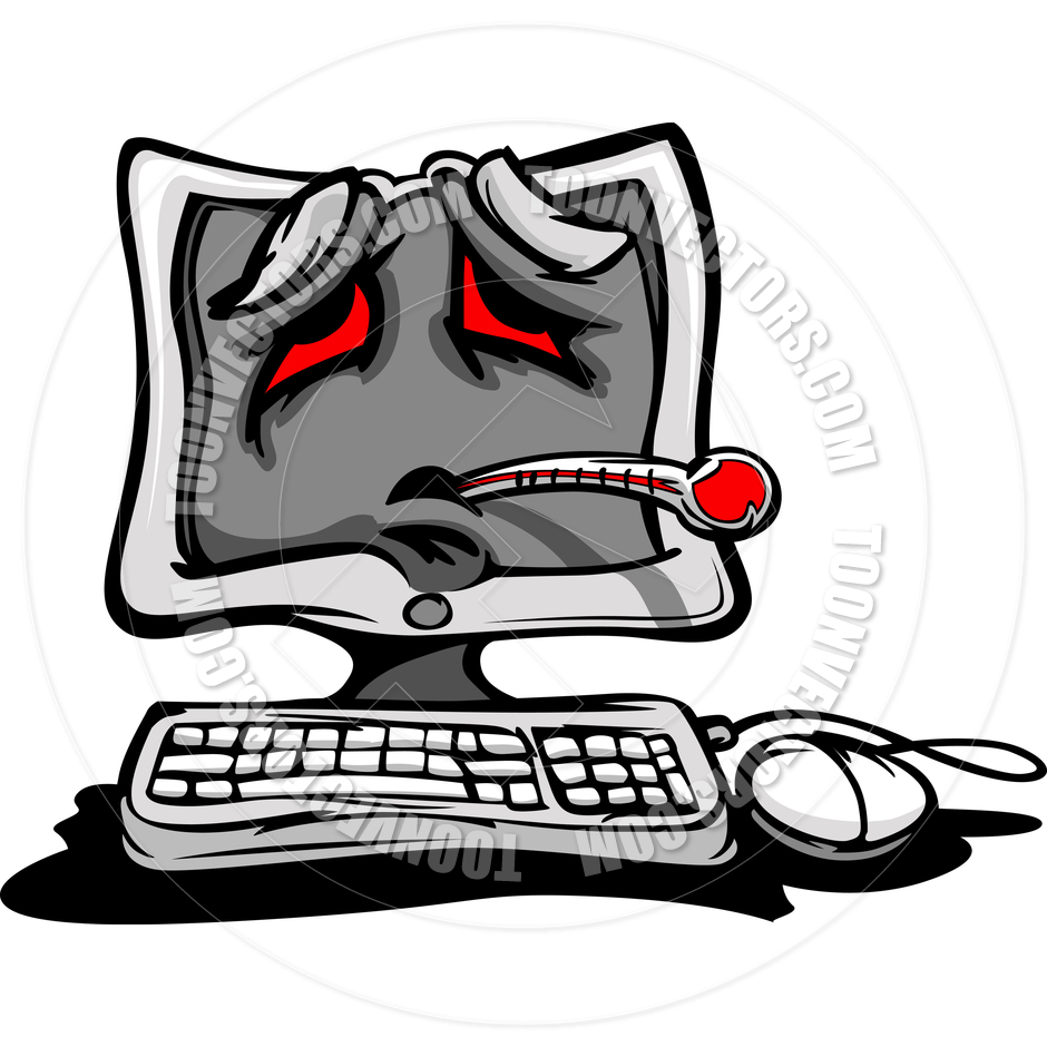 940x940 Sick Or Broken Down Computer Cartoon Vector Illustration By
