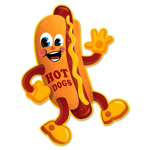 500x500 Funny Hot Dog Clip Art Walking Hot Dog Man Tin Metal Sign