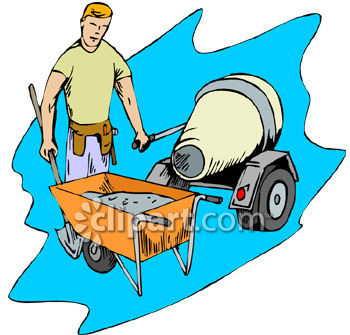 350x335 Royalty Free Clip Art Image Contracter Mixing And Pouring Cement