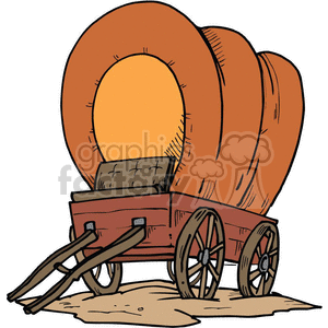 300x300 Royalty Free Covered Pioneer Wagon 372079 Vector Clip Art Image